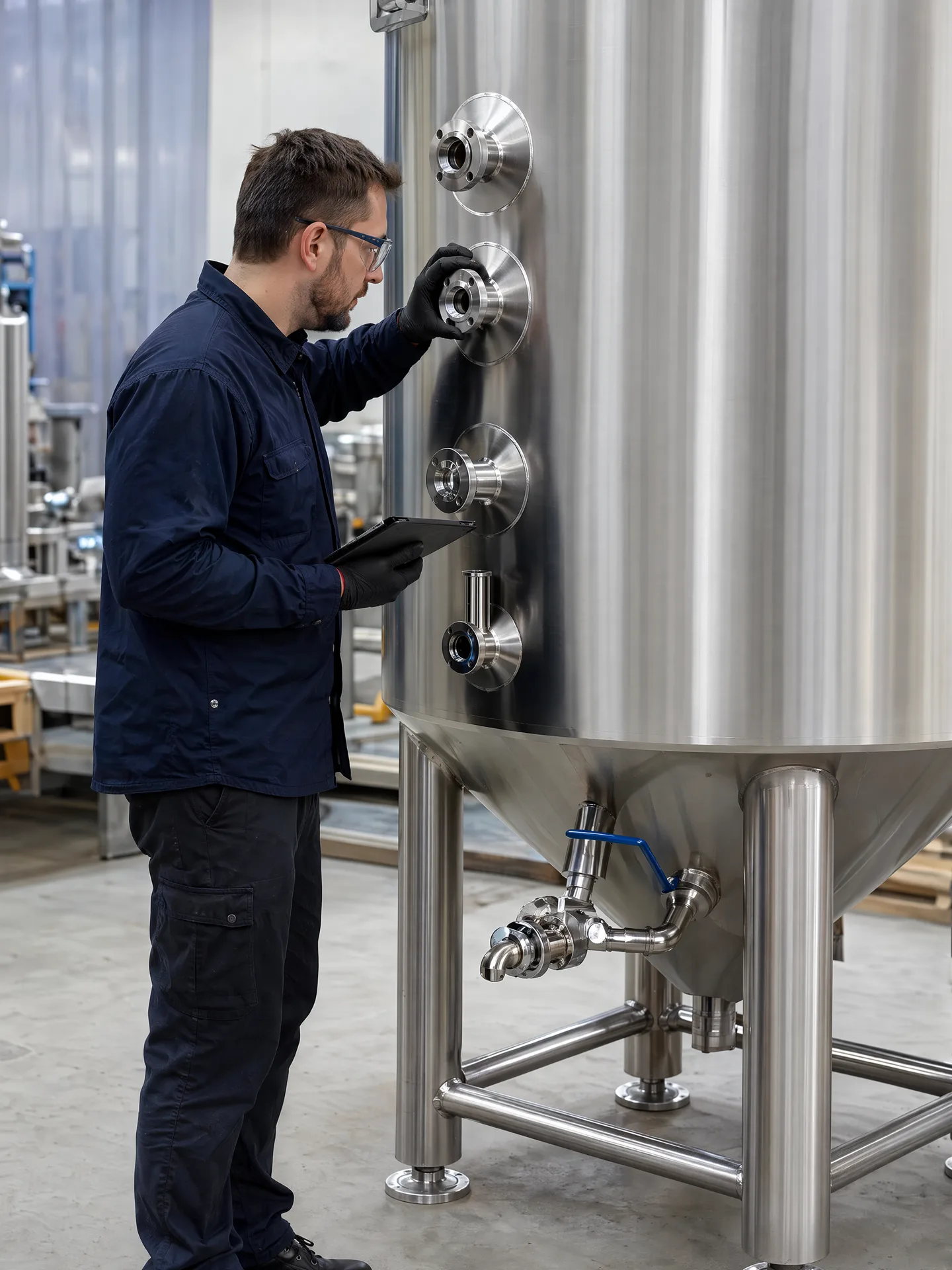 Inspector checking an agreed tank interface