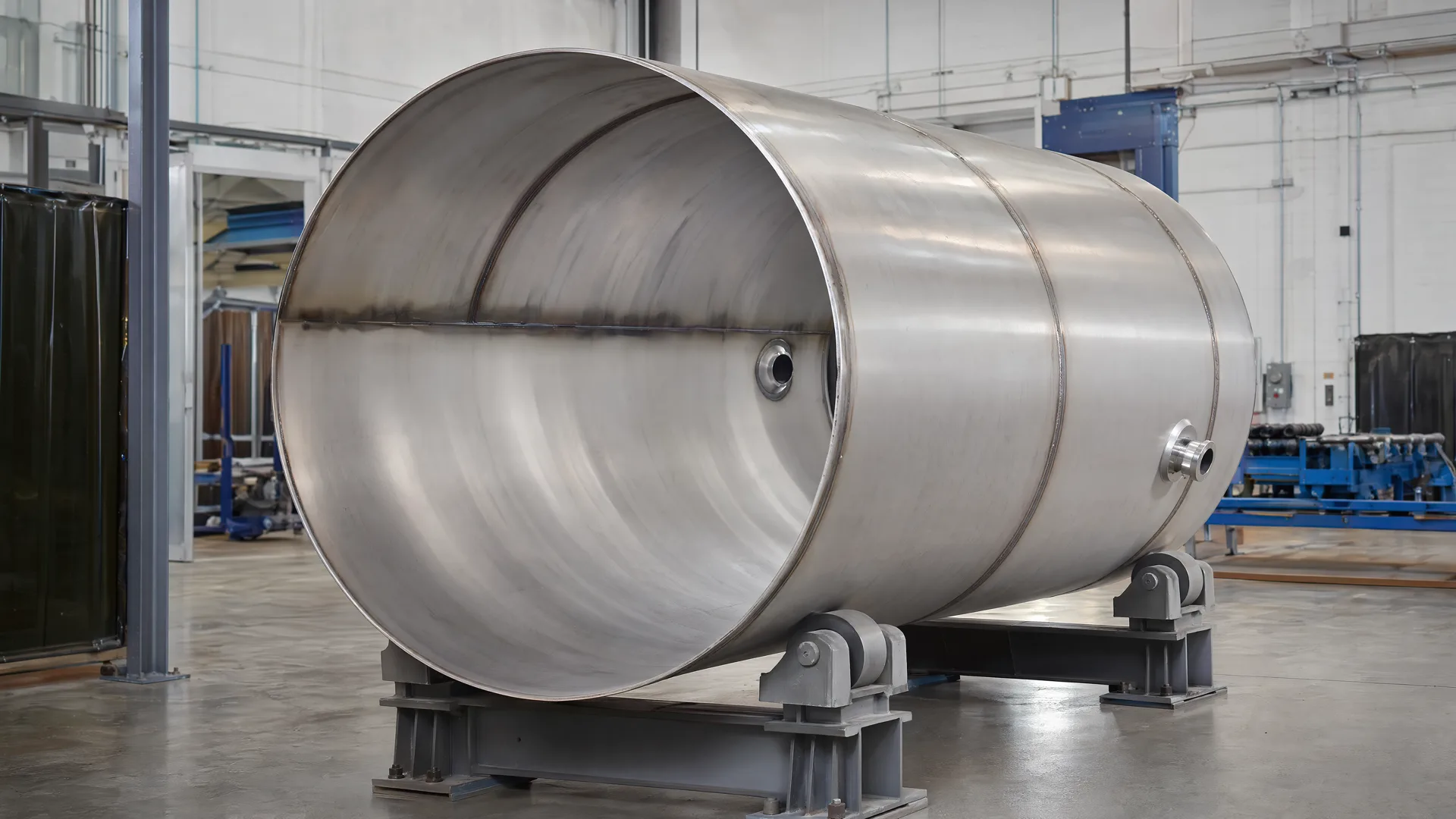 Rolled cylindrical shell course before final assembly