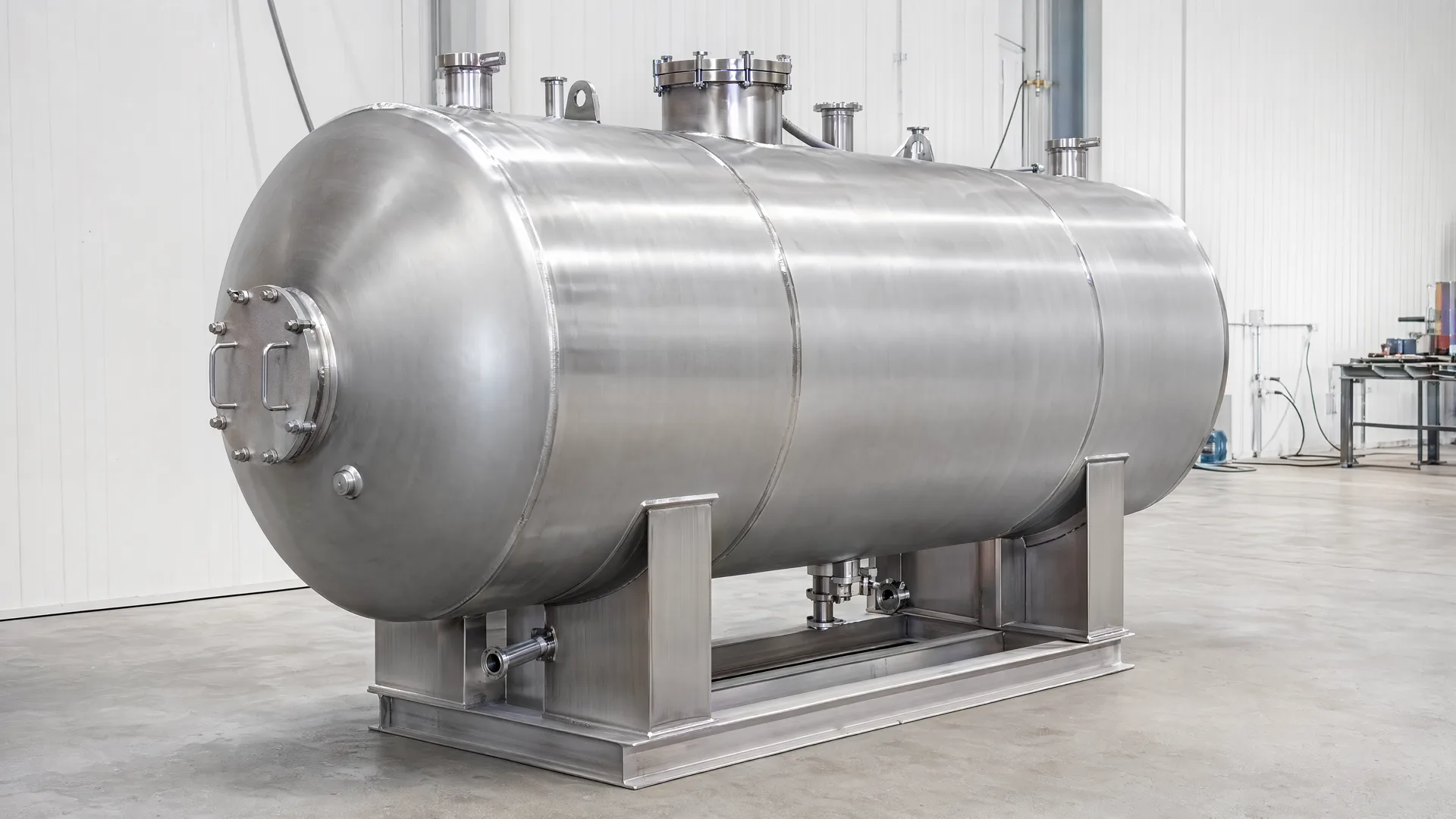 Completed horizontal tank in protected finished condition